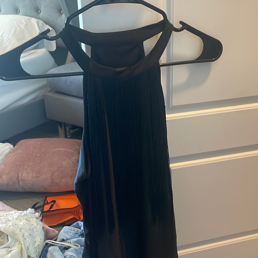 Black fringe bodysuit
